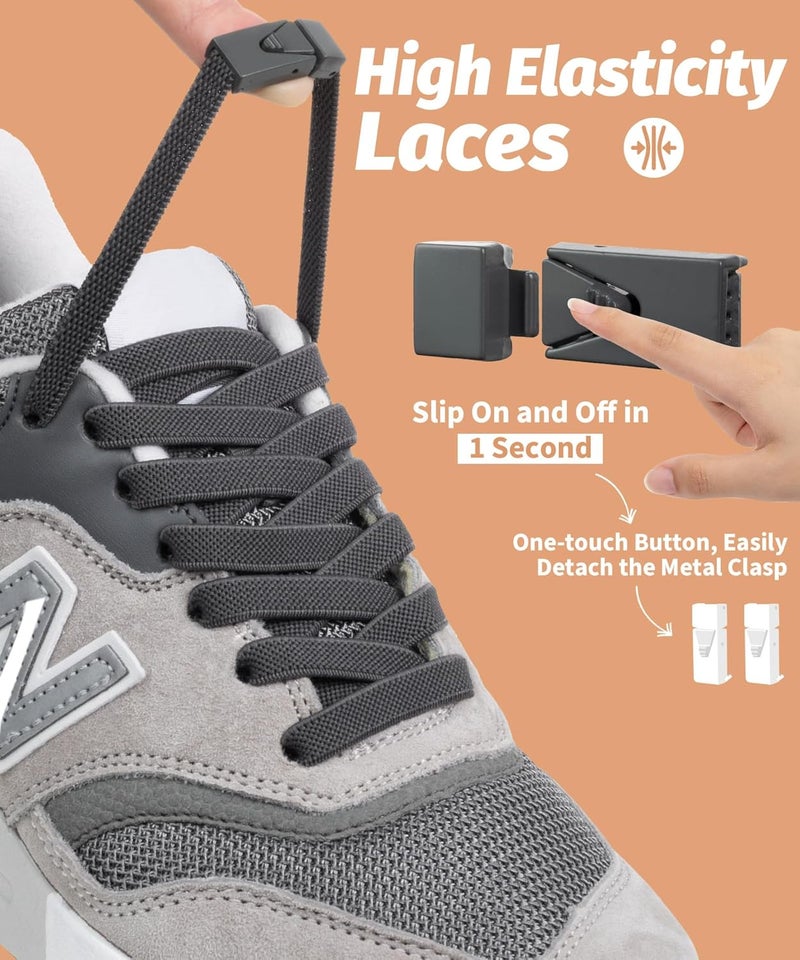 Stepace 2 Pairs Elastic Shoe Laces for Sneakers No Tie Shoelaces for Adults and Kids 5/16" Wide One Size Fit All - Image 2